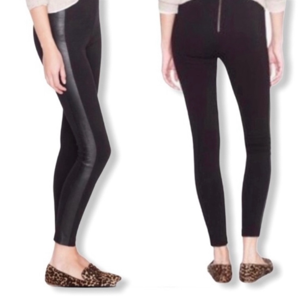 Black J Crew pixie pants with genuine leather stripe Size 4R